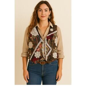 Susan Bristol New Traditions Vest Medium VTG 90s Granma‎ Corduroy White Buttons